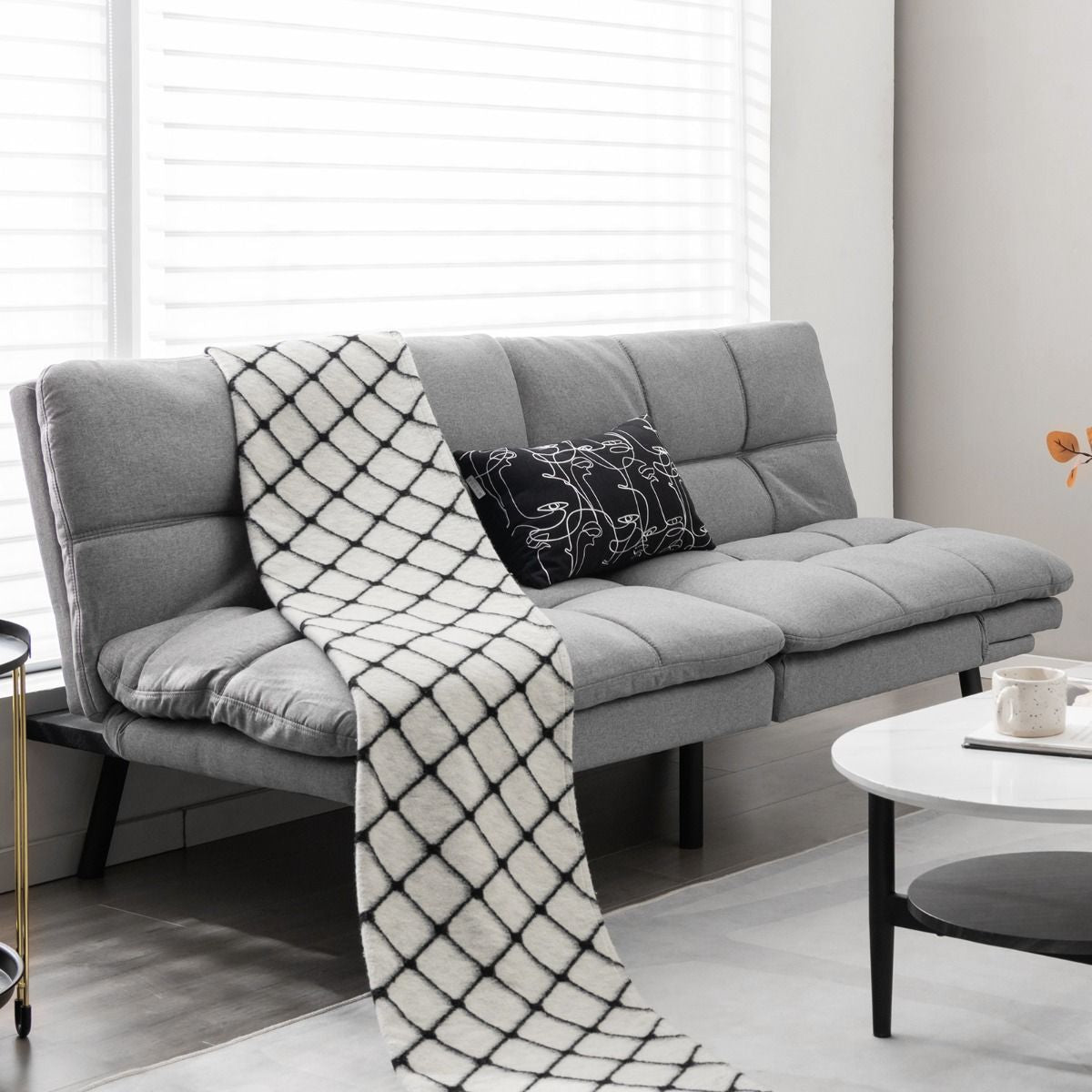 Canapé-Lit Futon Convertible En Mousse À Mémoire De Forme Avec Dossier Et Accoudoirs Réglables Canapé-Lit Futon Moderne Gris/Noir/Brun