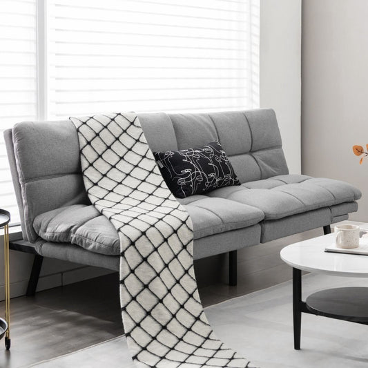 Canapé-Lit Futon Convertible En Mousse À Mémoire De Forme Avec Dossier Et Accoudoirs Réglables Canapé-Lit Futon Moderne Gris/Noir/Brun