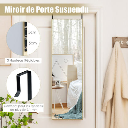 Miroir HD Psyché Mural Miroir Rectangulaire De Grand Format H 120 X L37 CM Cadre Argent En Alliage D'Aluminium Noir/Argent/Or