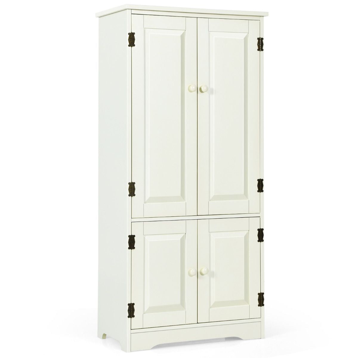 Armoire De Chambre Avec 2 Porte De Style Vintage Avec 2 Etagères Réglables À 5 Positions En MDF Blanc/Noir