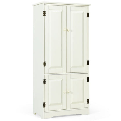 Armoire De Chambre Avec 2 Porte De Style Vintage Avec 2 Etagères Réglables À 5 Positions En MDF Blanc/Noir