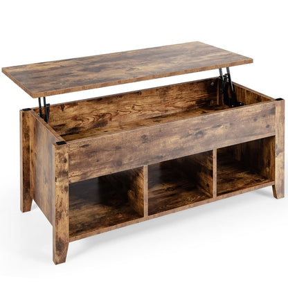 Table Basse Avec Plateau Relevable Noir 105 X 52 X 49 CM Avec Trois Compartiments Pour Rangement Design Contemporain Marron/Noir