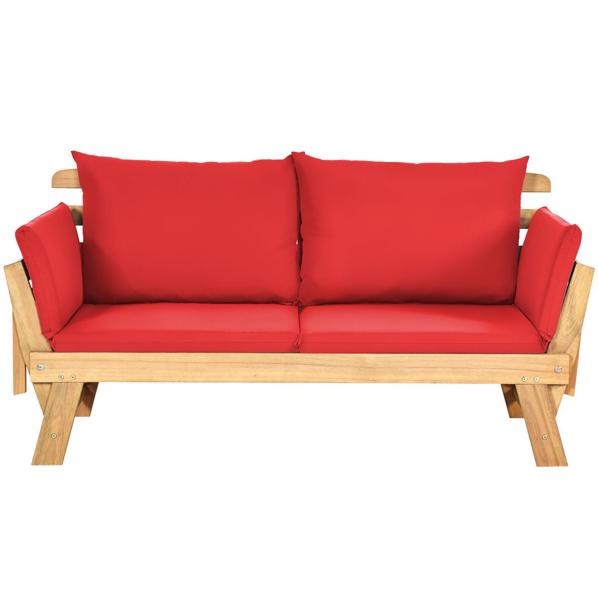 Chaise Longue Convertible Avec Coussin Canapé De Jardin 2 En 1 En Bois D’Acacia Avec Accoudoir Réglable 4 Couleurs Au Choix