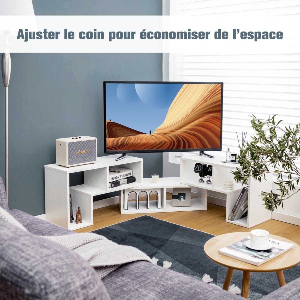 Meuble TV 3 Pièces 134-180X30X43Cm Combination Libre Pour Télévision Jusqu’À 49 Pouces Pour Salon Chambre Bureau En MDF Noir/Blanc/Café/Gris