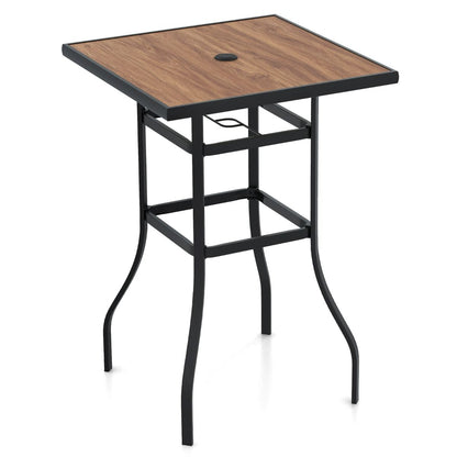 Table De Bar Carrée De Patio 70 Cm Table De Jardin Avec Cadre En Métal Robuste Trou De Parasol De 39 Mm Table Bistrot D'Extérieur