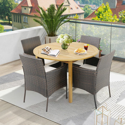 Ensemble De 4 Chaises De Jardin En Rotin Chaises En Rotin PE Avec Coussins Moelleux Cadre Métallique Robuste Accoudoirs Incurvés