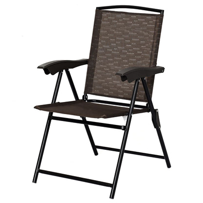 Lot De 4 Chaises Pliantes En Textilène 54 X 69 X 43-90 CM Chaise De Jardin Portable Avec Dossier Réglable
