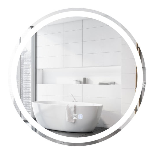 Miroir De Salle De Bain LED Ø 60 Cm Avec 3 Eclairages Interrupteur Tactile Et Fonction Anti-Buée