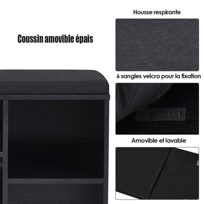 Meuble À Chaussures Banc À Chaussures Avec Coussin Capacité 150 Kg Grand Rangement En Bois 104X30X48 Cm 5 Couleurs Au Choix