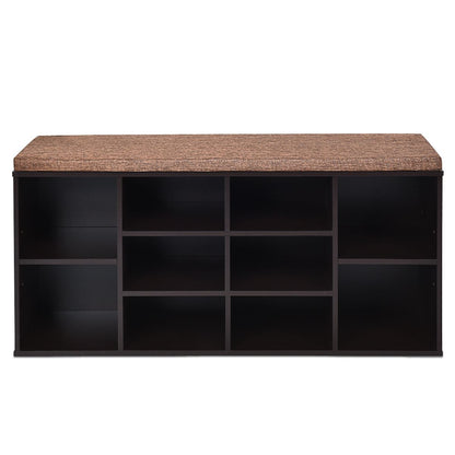 Meuble À Chaussures Banc À Chaussures Avec Coussin Capacité 150 Kg Grand Rangement En Bois 104X30X48 Cm 5 Couleurs Au Choix