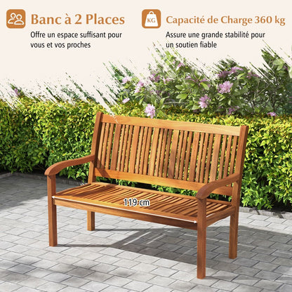 Banc De Jardin En Bois Avec Dossier Et Accoudoir Large Idéal Pour Balcon Jardin Bord De Piscine Etc.
