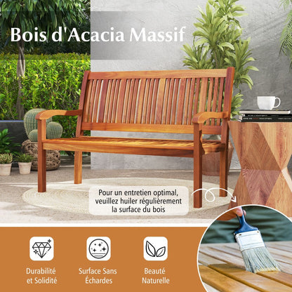Banc De Jardin En Bois Avec Dossier Et Accoudoir Large Idéal Pour Balcon Jardin Bord De Piscine Etc.
