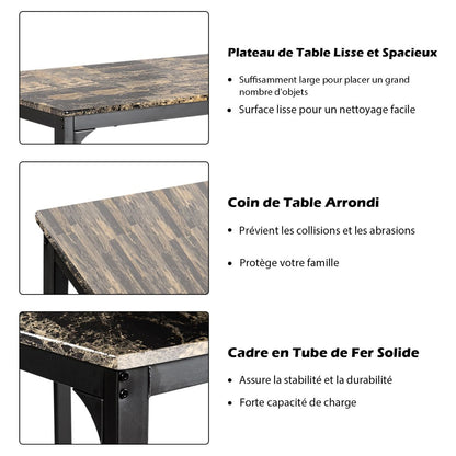 Table Haute Cuisine Avec 2 Tabourets Table Bar Cuisine Cadre En Métal Mange-Debout Industriel Pour Bistro Salle À Manger Cuisine Blanc/Café/Noir
