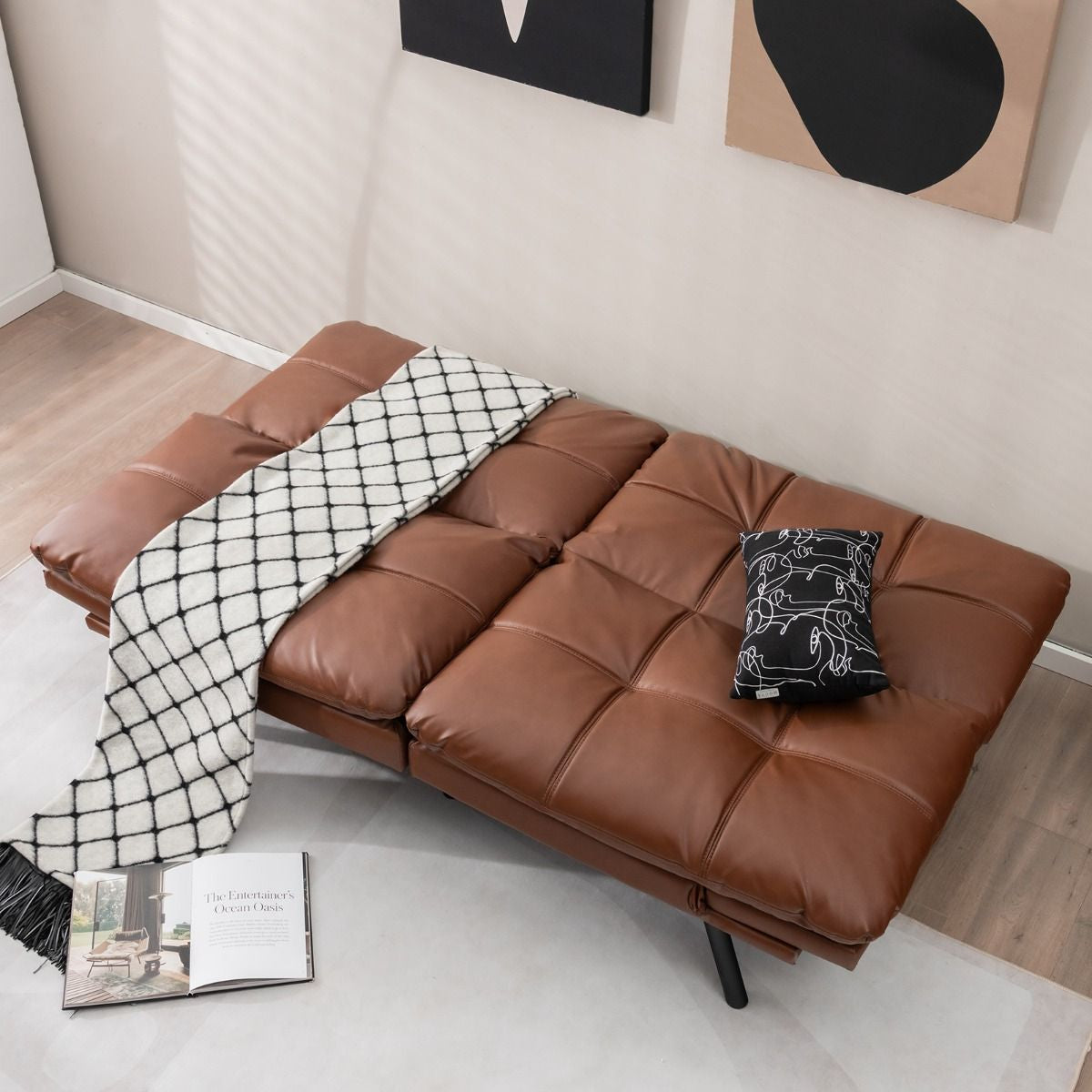 Canapé-Lit Futon Convertible En Mousse À Mémoire De Forme Avec Dossier Et Accoudoirs Réglables Canapé-Lit Futon Moderne Gris/Noir/Brun