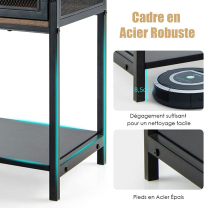 Buffet De Cuisine Avec 2 Placard 2 Tiroirs Et Étagère Inférieure Style Industriel Pour Salon Couloir Cuisine