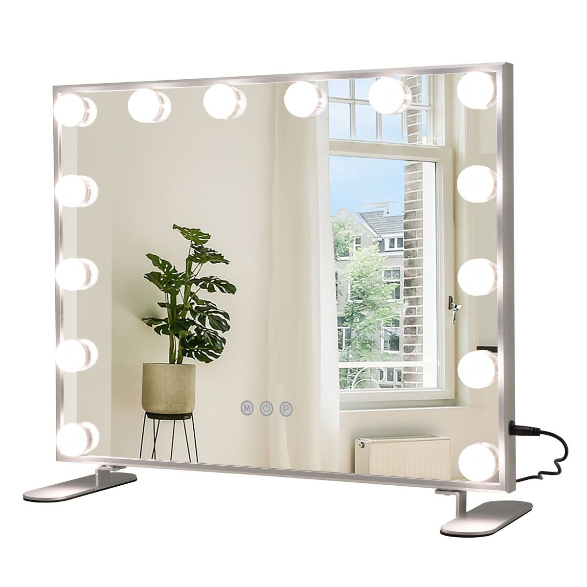 Miroir Maquillage Hollywood 14 Ampoules LED Tactile Éclairage Luminosité Rglable Blanc Froid/Chaud/Neutre