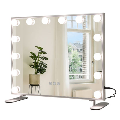 Miroir Maquillage Hollywood 14 Ampoules LED Tactile Éclairage Luminosité Rglable Blanc Froid/Chaud/Neutre