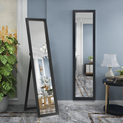 Miroir Sur Pied Psyché Miroir Autoportant Rectangulaire 155 X 37 Cm Style Scandinave Moderne Blanc/Naturel/Noir