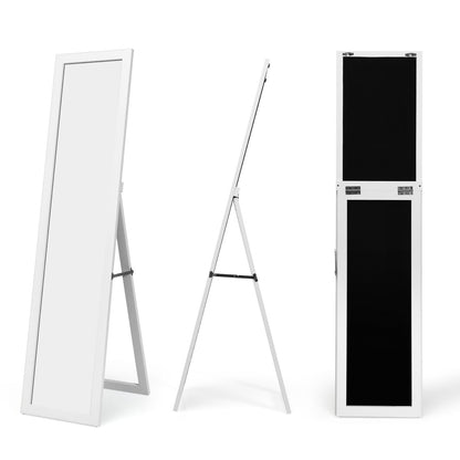 Miroir Sur Pied Psyché Miroir Autoportant Rectangulaire 155 X 37 Cm Style Scandinave Moderne Blanc/Naturel/Noir