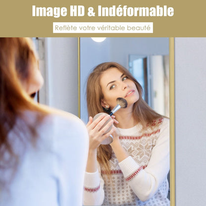 Miroir HD Psyché Mural Miroir Rectangulaire De Grand Format H 120 X L37 CM Cadre Argent En Alliage D'Aluminium Noir/Argent/Or