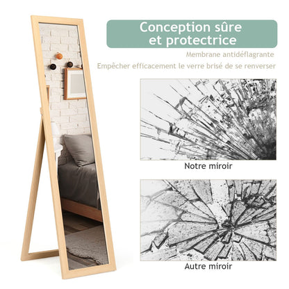 Miroir Sur Pied Psyché Miroir Autoportant Rectangulaire 155 X 37 Cm Style Scandinave Moderne Blanc/Naturel/Noir