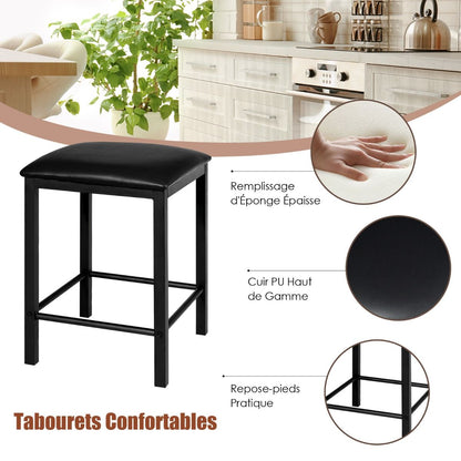 Table Haute Cuisine Avec 2 Tabourets Table Bar Cuisine Cadre En Métal Mange-Debout Industriel Pour Bistro Salle À Manger Cuisine Blanc/Café/Noir