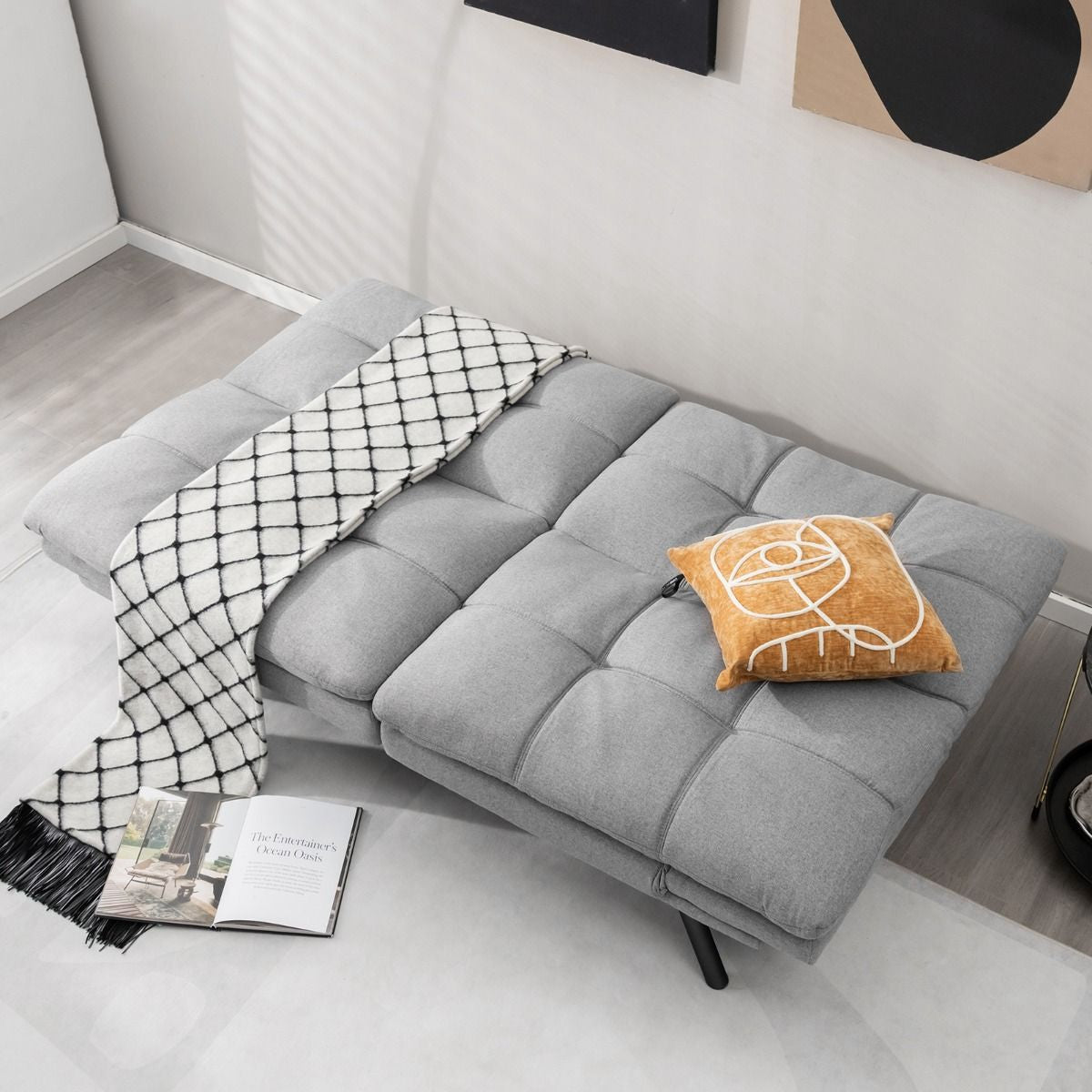 Canapé-Lit Futon Convertible En Mousse À Mémoire De Forme Avec Dossier Et Accoudoirs Réglables Canapé-Lit Futon Moderne Gris/Noir/Brun