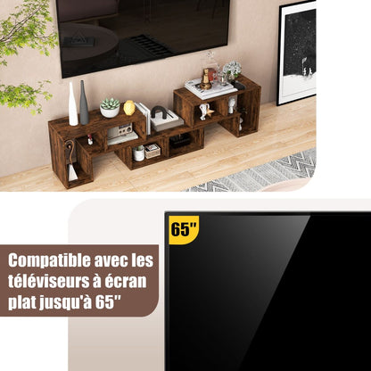 Meuble TV 3 Pièces 134-180X30X43Cm Combination Libre Pour Télévision Jusqu’À 49 Pouces Pour Salon Chambre Bureau En MDF Noir/Blanc/Café/Gris