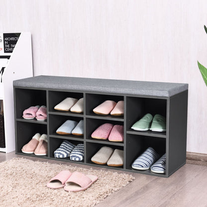 Meuble À Chaussures Banc À Chaussures Avec Coussin Capacité 150 Kg Grand Rangement En Bois 104X30X48 Cm 5 Couleurs Au Choix