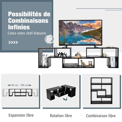 Meuble TV 3 Pièces 134-180X30X43Cm Combination Libre Pour Télévision Jusqu’À 49 Pouces Pour Salon Chambre Bureau En MDF Noir/Blanc/Café/Gris
