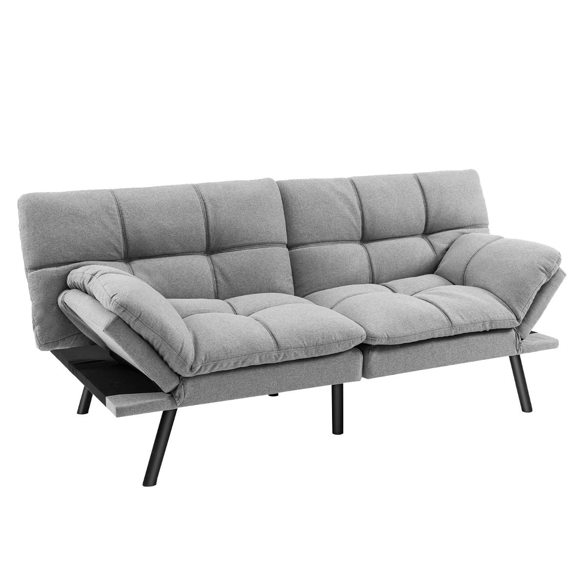 Canapé-Lit Futon Convertible En Mousse À Mémoire De Forme Avec Dossier Et Accoudoirs Réglables Canapé-Lit Futon Moderne Gris/Noir/Brun