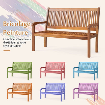Banc De Jardin En Bois Avec Dossier Et Accoudoir Large Idéal Pour Balcon Jardin Bord De Piscine Etc.