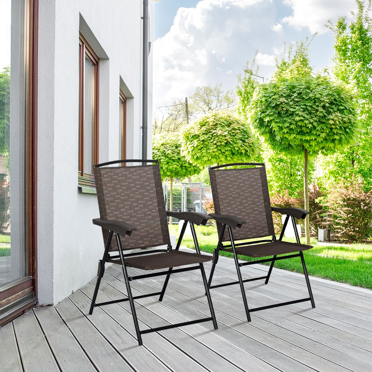 Lot De 4 Chaises Pliantes En Textilène 54 X 69 X 43-90 CM Chaise De Jardin Portable Avec Dossier Réglable