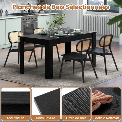 Table Salle À Manger De 160 CM Pour 6-8 Personnes Table Cuisine Rectangulaire Avec Pieds En Formes De L Robustes Table Bureau De Travail Moderne Naturel/Noir
