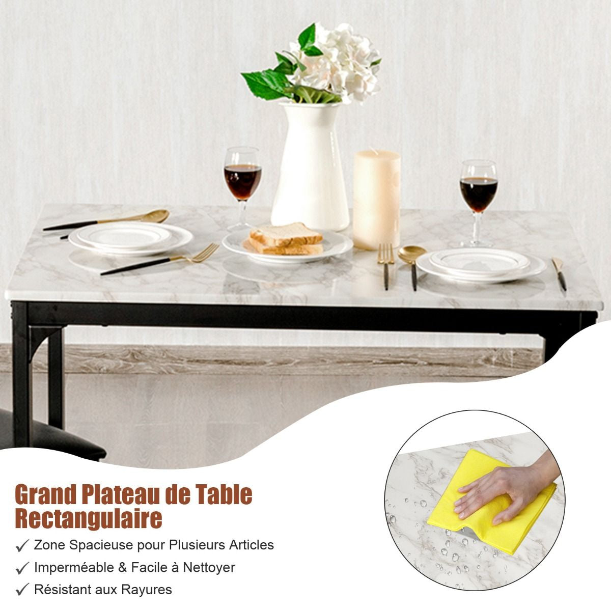 Table Haute Cuisine Avec 2 Tabourets Table Bar Cuisine Cadre En Métal Mange-Debout Industriel Pour Bistro Salle À Manger Cuisine Blanc/Café/Noir