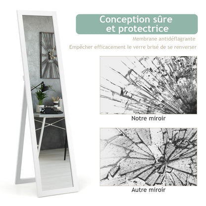 Miroir Sur Pied Psyché Miroir Autoportant Rectangulaire 155 X 37 Cm Style Scandinave Moderne Blanc/Naturel/Noir