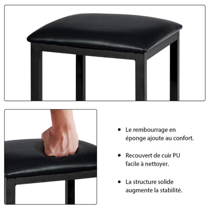 Table Haute Cuisine Avec 2 Tabourets Table Bar Cuisine Cadre En Métal Mange-Debout Industriel Pour Bistro Salle À Manger Cuisine Blanc/Café/Noir