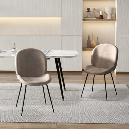 Lot De 2 Chaises De Salle À Manger En Velours Avec Base En Métal Chaise De Loisirs Rembourrée Moderne Chaise D’Appoint Pour Chambre Café