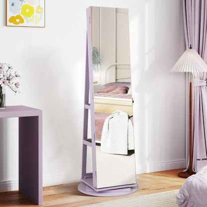 Armoire À Bijoux Pivotante À 360°Avec Lumières LED 3 Couleurs Miroir Pleine Longueur Et Étagère 3 Niveaux En Arrière 10 Couleurs Au Choix