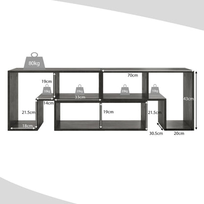 Meuble TV 3 Pièces 134-180X30X43Cm Combination Libre Pour Télévision Jusqu’À 49 Pouces Pour Salon Chambre Bureau En MDF Noir/Blanc/Café/Gris