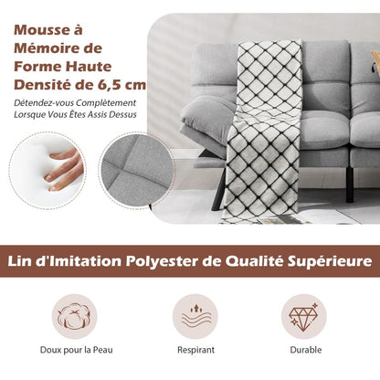 Canapé-Lit Futon Convertible En Mousse À Mémoire De Forme Avec Dossier Et Accoudoirs Réglables Canapé-Lit Futon Moderne Gris/Noir/Brun
