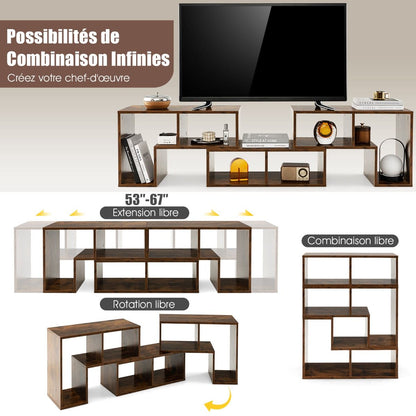 Meuble TV 3 Pièces 134-180X30X43Cm Combination Libre Pour Télévision Jusqu’À 49 Pouces Pour Salon Chambre Bureau En MDF Noir/Blanc/Café/Gris