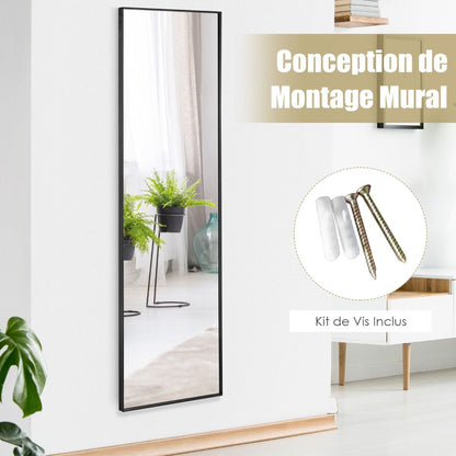 Miroir HD Psyché Mural Miroir Rectangulaire De Grand Format H 120 X L37 CM Cadre Argent En Alliage D'Aluminium Noir/Argent/Or