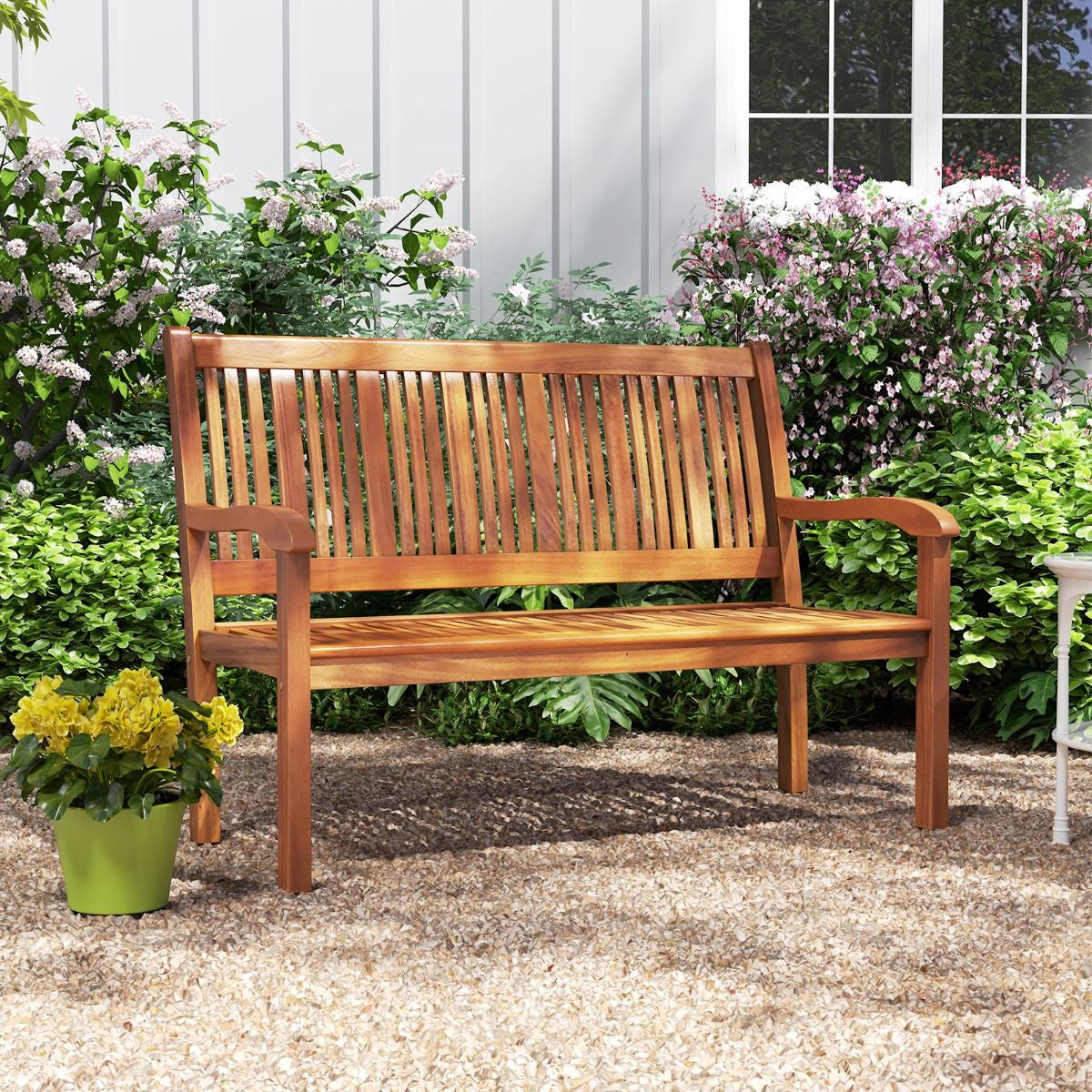 Banc De Jardin En Bois Avec Dossier Et Accoudoir Large Idéal Pour Balcon Jardin Bord De Piscine Etc.