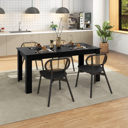 Table Salle À Manger De 160 CM Pour 6-8 Personnes Table Cuisine Rectangulaire Avec Pieds En Formes De L Robustes Table Bureau De Travail Moderne Naturel/Noir