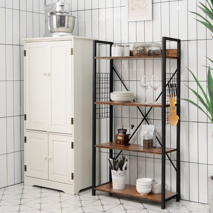 Étagère Industrielle À 4 Niveaux Bibliothèque Multifonctionnelle Avec Patins Et Étagère Réglables Pour Salon Bureau 64 X 24 X 110 Cm Café
