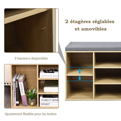 Meuble À Chaussures Banc À Chaussures Avec Coussin Capacité 150 Kg Grand Rangement En Bois 104X30X48 Cm 5 Couleurs Au Choix