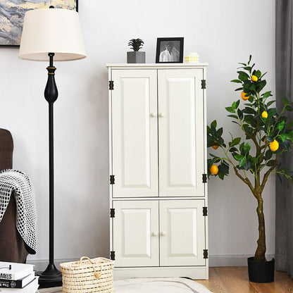 Armoire De Chambre Avec 2 Porte De Style Vintage Avec 2 Etagères Réglables À 5 Positions En MDF Blanc/Noir