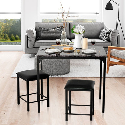 Table Haute Cuisine Avec 2 Tabourets Table Bar Cuisine Cadre En Métal Mange-Debout Industriel Pour Bistro Salle À Manger Cuisine Blanc/Café/Noir