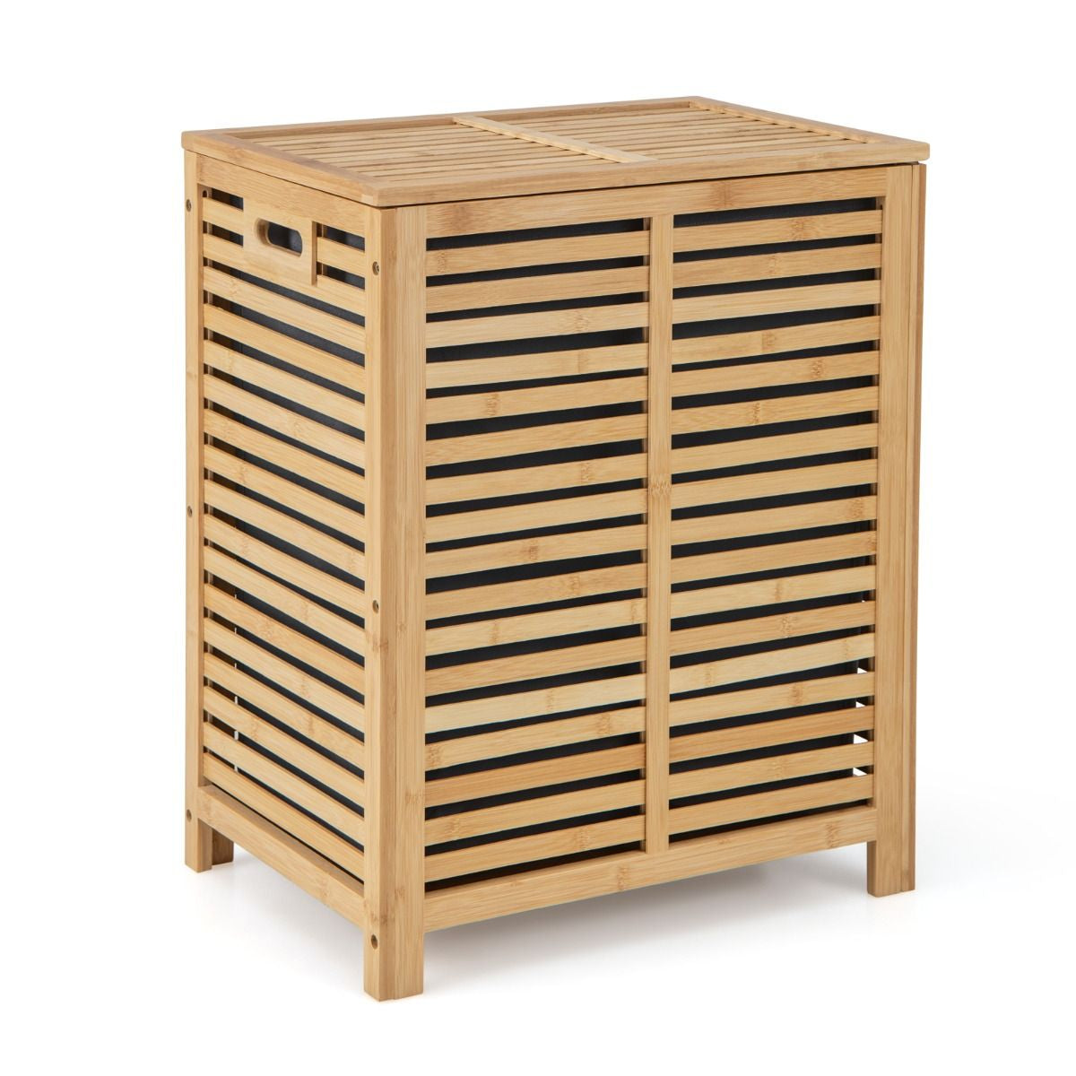 Panier À Linge 80L En Bambou Corbeille À Linge Avec Couvercle Sac À Doublure Et Poignées 50 X 35 X 62 Cm Naturel